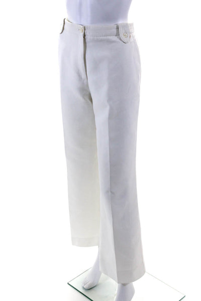 Louis Feraud Womens Buttoned Zipped Slip-On Wide Leg Dress Pants White Size 10