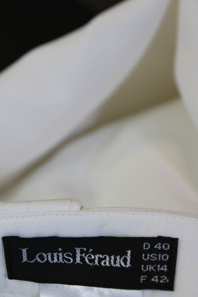 Louis Feraud Womens Buttoned Zipped Slip-On Wide Leg Dress Pants White Size 10