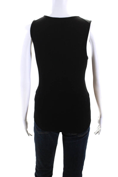 Rena Lange Womens Wool Round Neck Sleeveless Pullover Tank Top Black Size M