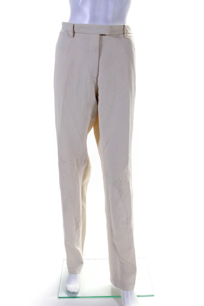 Reiss Womens Mid Rise Crepe Tapered Leg Pleated Pants Beige Size 10