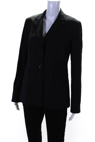 Classiques Entier Womens Pinstripe Two Button Blazer Jacket Navy Blue Size 6