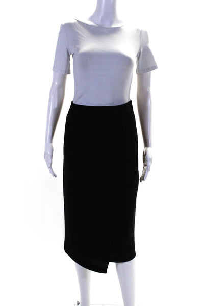 Donna Karan Womens Back Zipped Draped Straight Slip-On Skirt Black Size 10