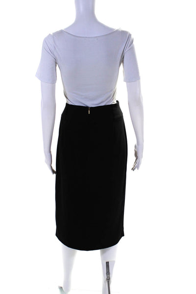 Donna Karan Womens Back Zipped Draped Straight Slip-On Skirt Black Size 10