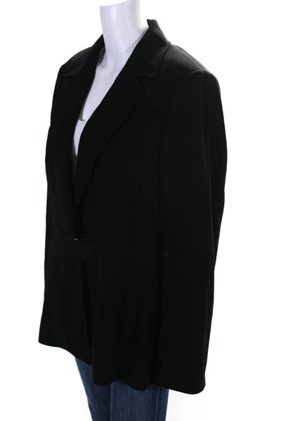 Escada Womens Solid Black Wool Long Sleeve Blazer Jacket Size 44