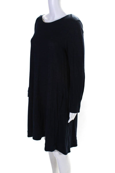 COS Womens Long Sleeves Midi Shirt Dress Navy Blue Cotton Size Medium