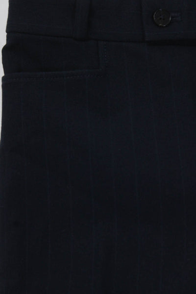 Joseph Womens Striped Buttoned Hook & Eye Zipped Bootcut Pants Navy Size EUR34