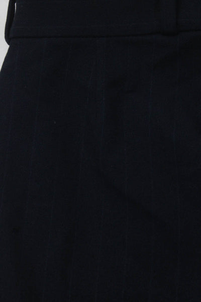 Joseph Womens Striped Buttoned Hook & Eye Zipped Bootcut Pants Navy Size EUR34