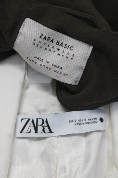 Zara  Women's Collared Long Sleeves Two Button Lined Blazer Beige Size S Lot 2