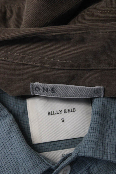 O.N.S Billy Reid Mens  Button Down Shirts Brown Blue Size Small Lot 2