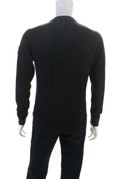Belstaff Mens Long Sleeves Crew Neck Pullover Sweater Black Wool Size Small