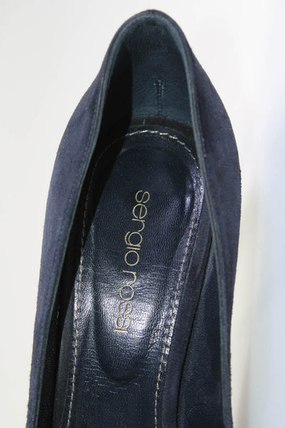 Sergio Rossi Womens Dark Navy Suede Pointed Toe High Heels Pump Shoes Size 7