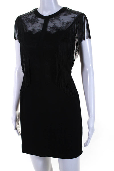 The Kooples Womens Lace Fringe Sleeveless Sheath Dress Black Size Medium
