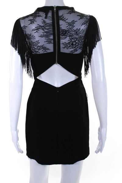 The Kooples Womens Lace Fringe Sleeveless Sheath Dress Black Size Medium