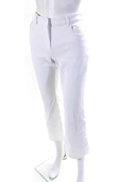Theory Womens High Waist Stretch Twill Crop Flare Chino Pants White Size 4