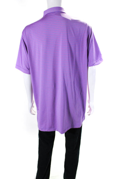 Peter Millar Mens Short Sleeve Summer Comfort Stripe Polo Shirt Purple Size XL