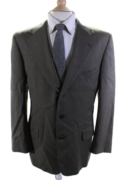 Nordstrom Mens Brown Wool Textured Three Button Long Sleeve Blazer Size 42L