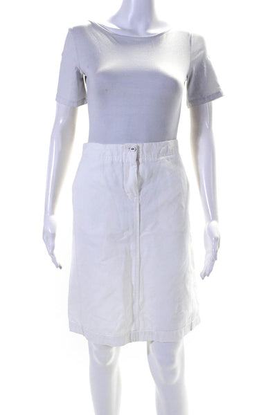 Bottega Veneta Womens Cotton Buttoned Slip-On A-Line Skirt White Size EUR44