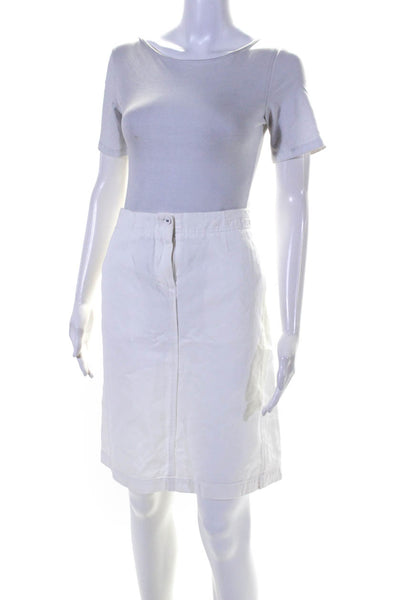 Bottega Veneta Womens Cotton Buttoned Slip-On A-Line Skirt White Size EUR44