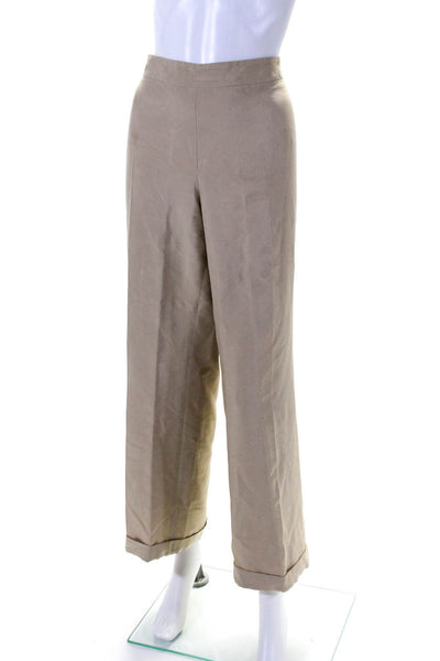 Akris x Bergdorf Goodman Womens Khaki High Rise Pleated Dress Pants Size 12