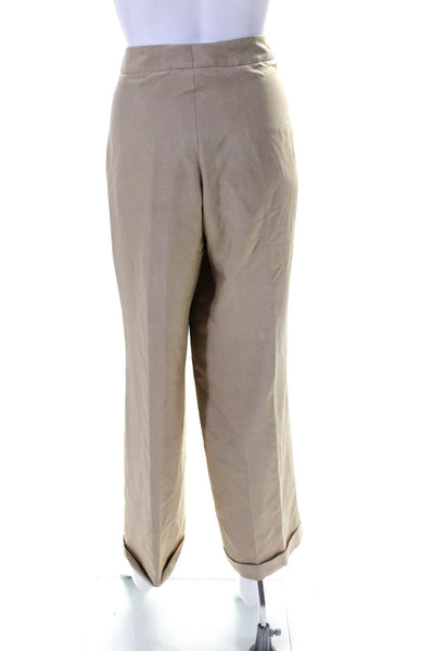 Akris x Bergdorf Goodman Womens Khaki High Rise Pleated Dress Pants Size 12