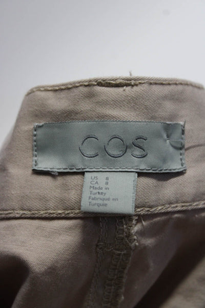 COS Womens Khaki Cotton High Rise Straight Leg Cargo Pants Size 8
