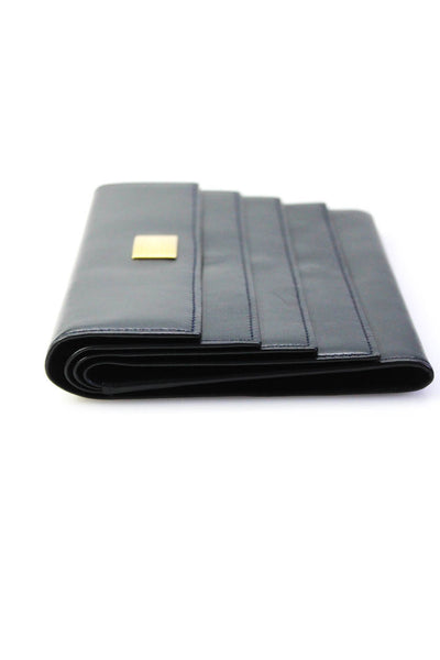 Polo Ralph Lauren Womens Multicompartment Layered Wallet Navy Blue Leather