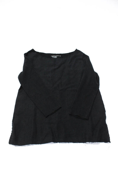 Majestic Filatures Womens Black Crew Neck Long Sleeve Sweater Top Size 1 lot 2