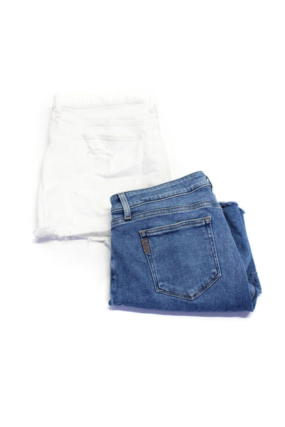 Good American Paige Womens Denim Jax Knee Shorts White Blue Size 16 34 Lot 2