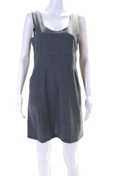 Theory Womens Scoop Neck Woven Sleeveless Sheath Dress Gray Size 6