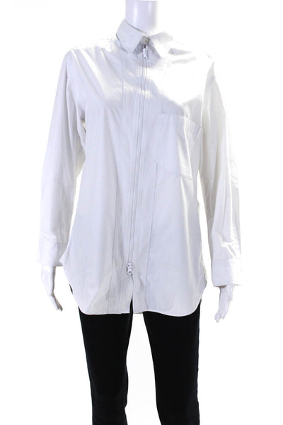 Adidas Y-3 Yohji Yamamoto Womens 3/4 Sleeve Collared Zip Jacket White Size Small