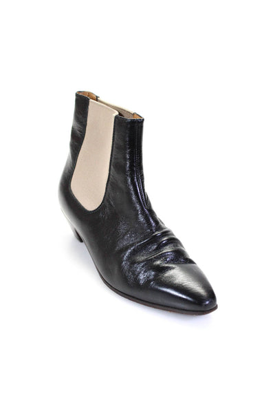 Celine Womens Leather Elastic Patchwork Slip-On Ankle Boots Black Size EUR36