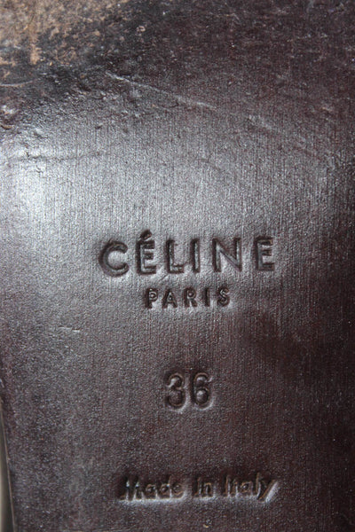 Celine Womens Leather Elastic Patchwork Slip-On Ankle Boots Black Size EUR36