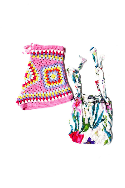 MC2 Saint Barth Girls Top Multicolor Crochet Cotton Mini Shorts Size 12 8 Lot 2