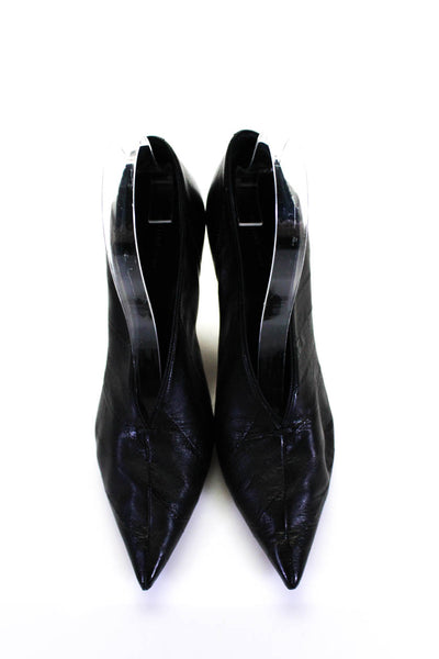 Celine Womens Black Leather Textured Pointed Toe Heels Pumps Shoes Size 9