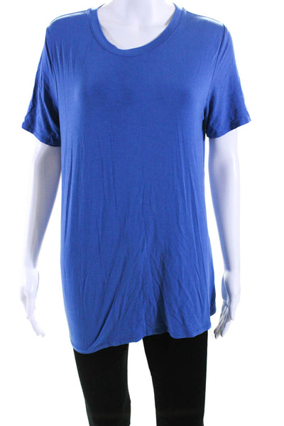 Johnny Was Womens Short Sleeves Pullover Tee Shirt Blue Size Medium