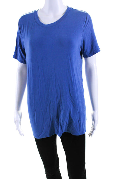 Johnny Was Womens Short Sleeves Pullover Tee Shirt Blue Size Medium