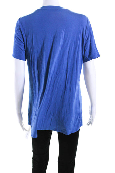 Johnny Was Womens Short Sleeves Pullover Tee Shirt Blue Size Medium