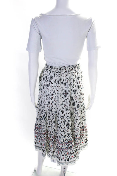 Xirena Womens Floral Print A Line Skirt White Multi Colored Cotton Size Small