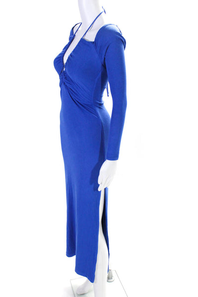 Lama Jouni Redefining Essentials Womens Off-the-Shoulder Maxi Dress Blue Size L