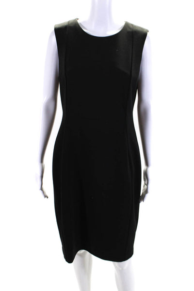 Calvin Klein Womens Back Zip Sleeveless Crew Neck Crepe Dress Black Size 12