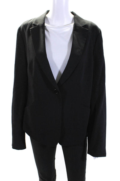 BCBGMAXAZRIA Womens Single Button Sheer Back Blazer Jacket Black Size Large