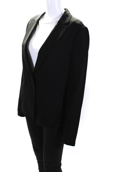 BCBGMAXAZRIA Womens Single Button Sheer Back Blazer Jacket Black Size Large