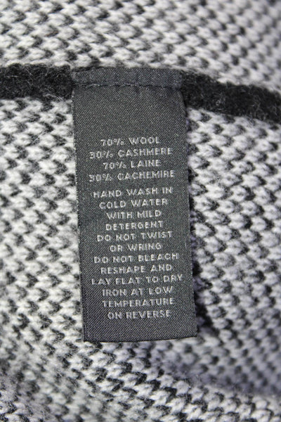 Saks Fifth Avenue Womens Striped Open Cardigan Sweater Black Gray Wool Large
