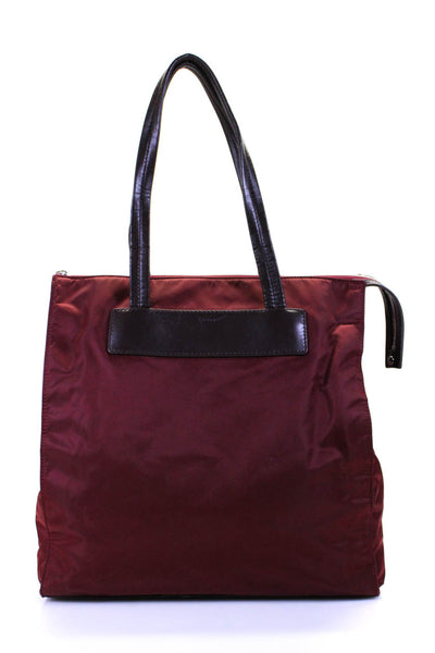 Theory Womens Zipper Closure Silver Tone Tote Shoulder Handbag Bordeaux Red