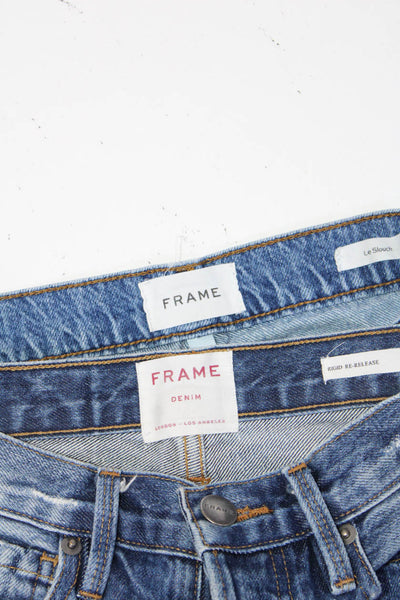 Frame Womens Blue Medium Wash Fly Button High Rise Straight Jeans Size 23 lot 2
