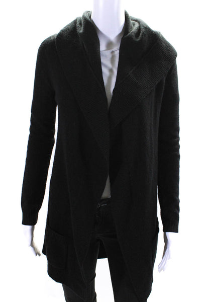 Theory Womens Black Cashmere Cowl Neck Open Front Cardigan Sweater Top Size S