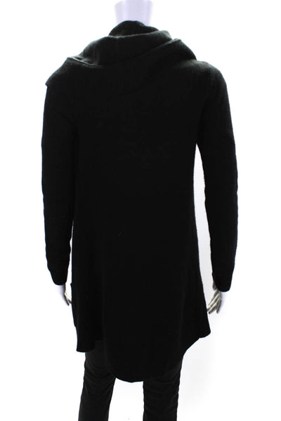 Theory Womens Black Cashmere Cowl Neck Open Front Cardigan Sweater Top Size S