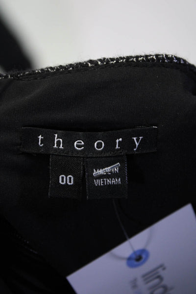 Theory Womens Black Textured Cotton Crew Neck Sleeveless Blouse Top Size 00