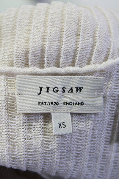 Jigsaw Womens Pleated Knit Tie Front Cardigan Sweater Ecru Size Extra Small