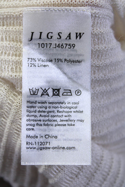 Jigsaw Womens Pleated Knit Tie Front Cardigan Sweater Ecru Size Extra Small